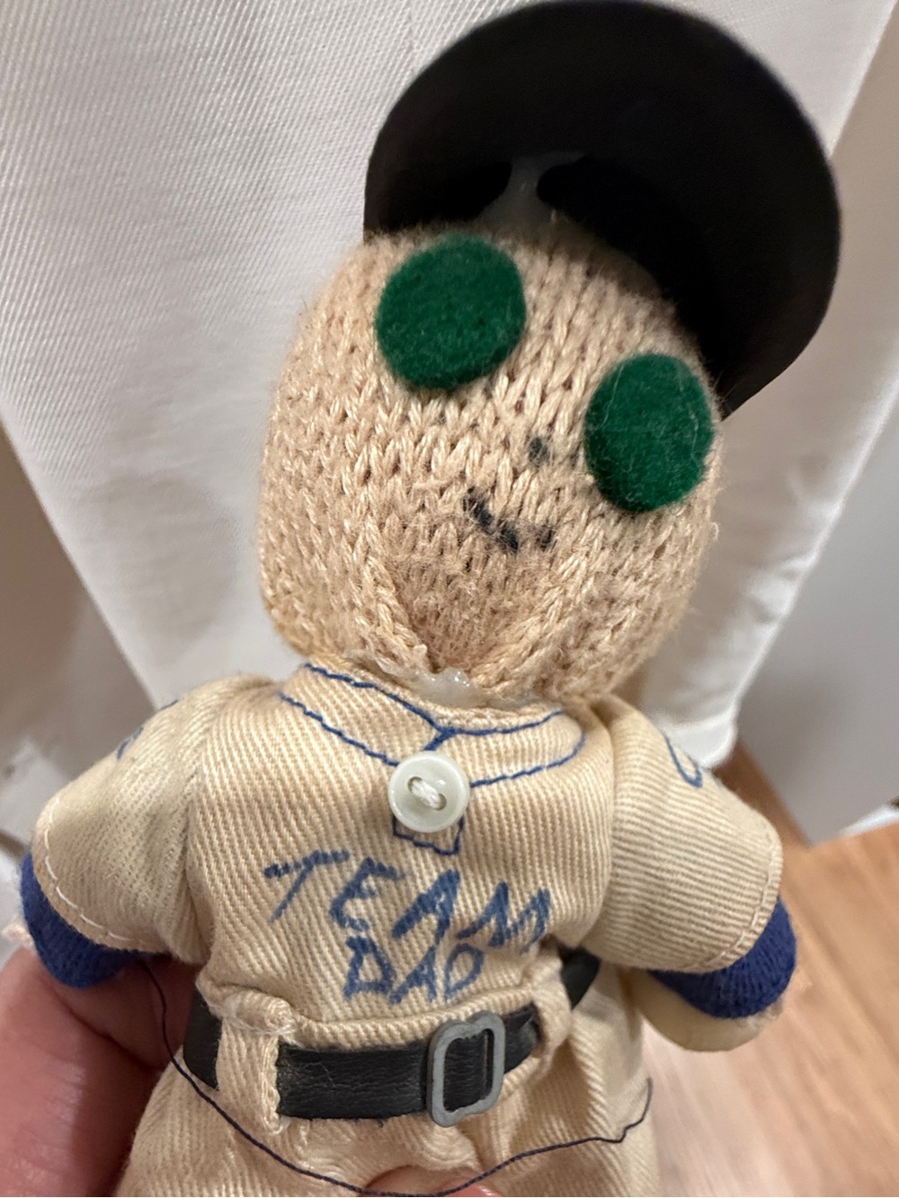 Handmade Sock Puppet Baseball NY Team Dad with Moveable Bat-Vintage